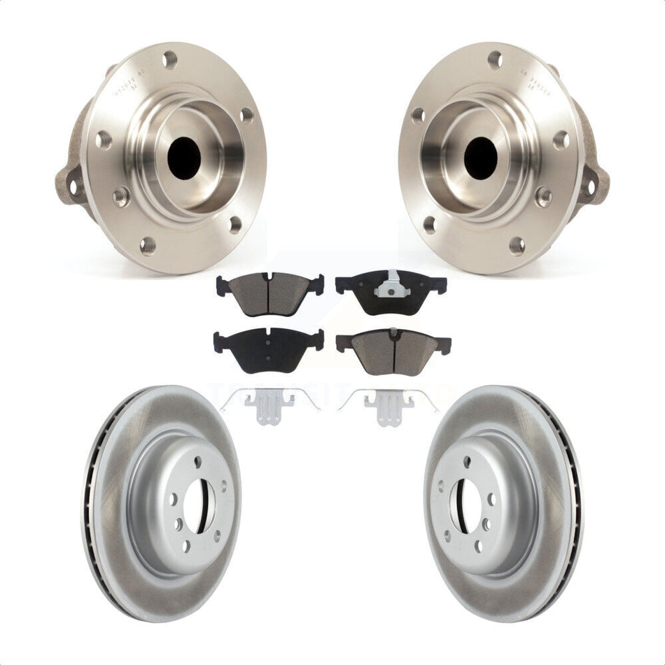 Front Hub Bearing Assembly With Coated Disc Brake Rotors And Ceramic Pads Kit For 2011 BMW 528i Without Performance Brakes 330mm Diameter Rotor KBB-121475 by Transit Auto