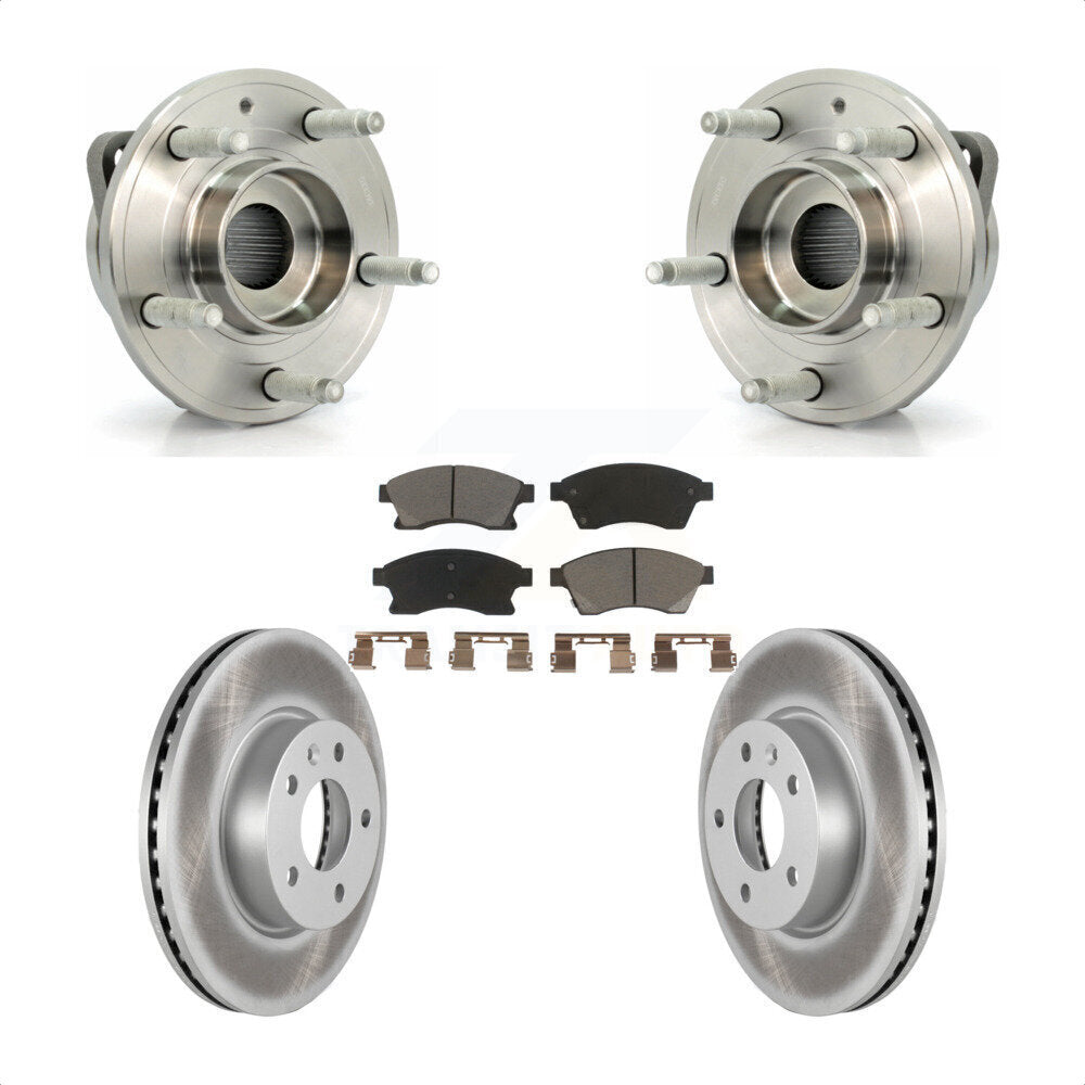 Front Hub Bearing Assembly With Coated Disc Brake Rotors And Ceramic Pads Kit For Cadillac ATS 300mm Diameter Rotor KBB-121478 by Transit Auto