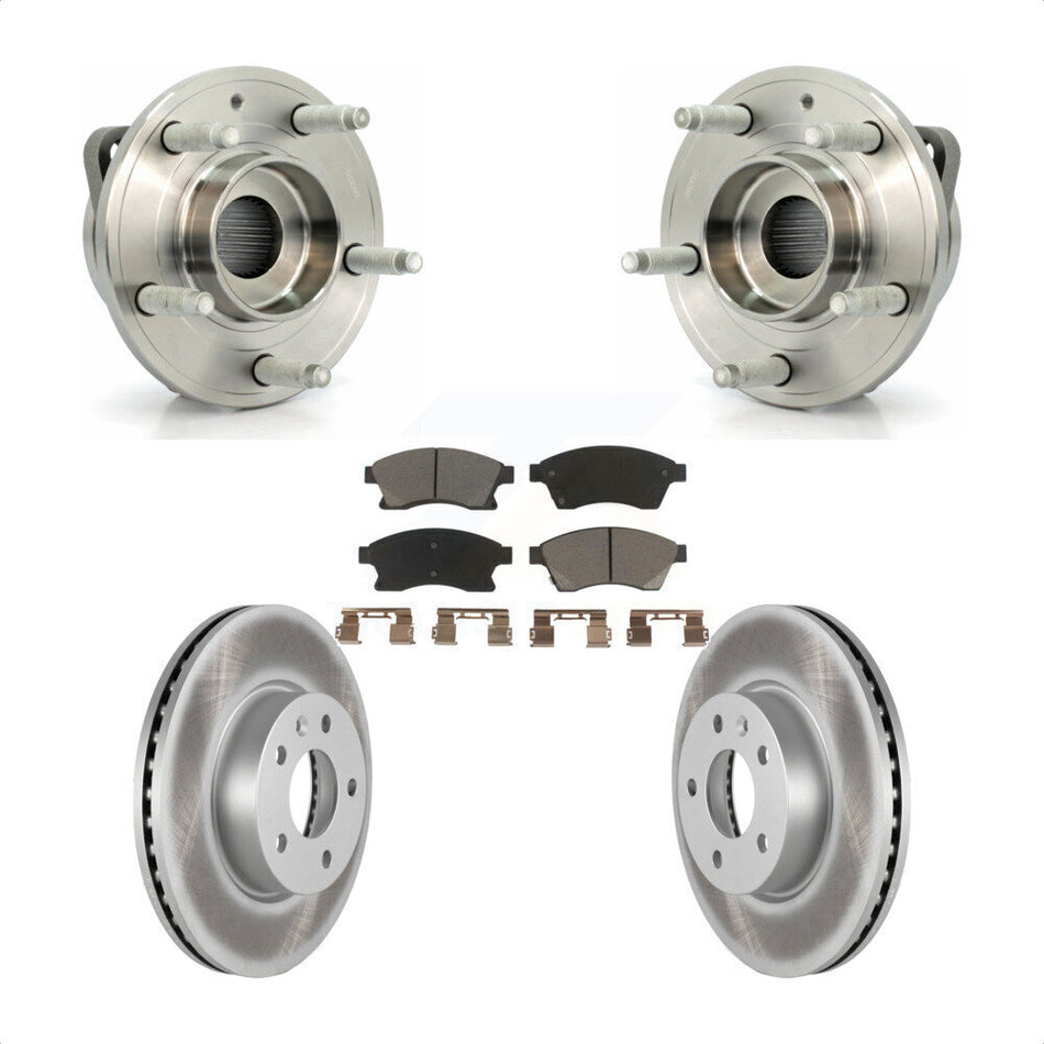 Front Hub Bearing Assembly With Coated Disc Brake Rotors And Ceramic Pads Kit For Cadillac ATS 300mm Diameter Rotor KBB-121478 by Transit Auto
