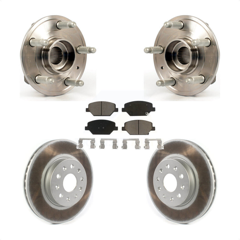 Front Hub Bearing Assembly With Coated Disc Brake Rotors And Ceramic Pads Kit For 2016 Chevrolet Camaro LT with 3.6L 2.0L Without Brembo Calipers KBB-121482 by Transit Auto