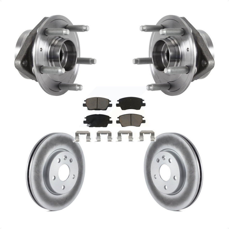 Front Hub Bearing Assembly With Coated Disc Brake Rotors And Ceramic Pads Kit For 2016-2019 Chevrolet Cruze KBB-121496 by Transit Auto
