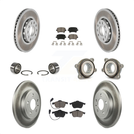 Front Rear Wheel Hub Bearings Assembly Coated Disc Brake Rotors And Ceramic Pads Shoes Kit (10Pc) For 2005-2006 Audi A4 Quattro With 288mm Diameter Rotor KBB-121601 by Transit Auto