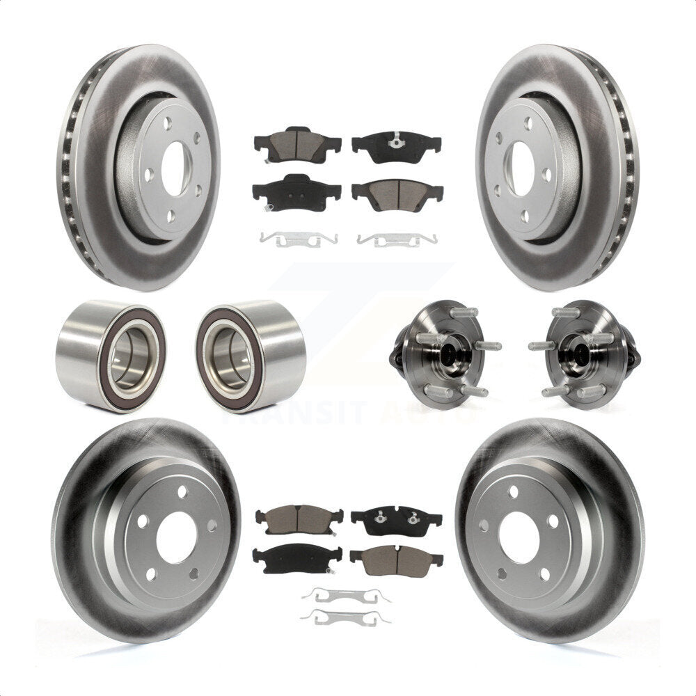 Front Rear Wheel Hub Bearings Assembly Coated Disc Brake Rotors And Ceramic Pads Shoes Kit (10Pc) For Dodge Durango KBB-121605 by Transit Auto