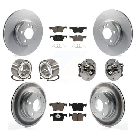 Front Rear Wheel Hub Bearing Coated Disc Brake Rotor And Pads Shoe Kit (10Pc) For 2012 BMW 328i Convertible Wagon with 2.0L Without Blue Painted Calipers With M Sport Package KBB-121620 by Transit Auto