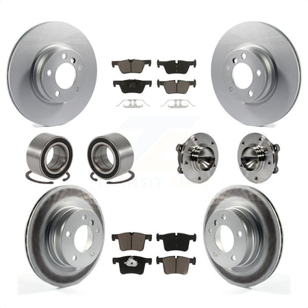 Front Rear Hub Bearing Assembly Coated Disc Brake Rotors And Ceramic Pads Shoe Kit (10Pc) For 2012 BMW 328i Coupe with 2.0L Without Blue Painted Calipers With M Sport Package KBB-121621 by Transit Auto
