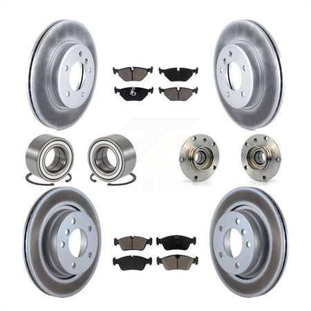 Front Rear Wheel Hub Bearings Assembly Coated Disc Brake Rotors And Ceramic Pads Shoes Kit (10Pc) For 2001-2005 BMW 325i KBB-121626 by Transit Auto