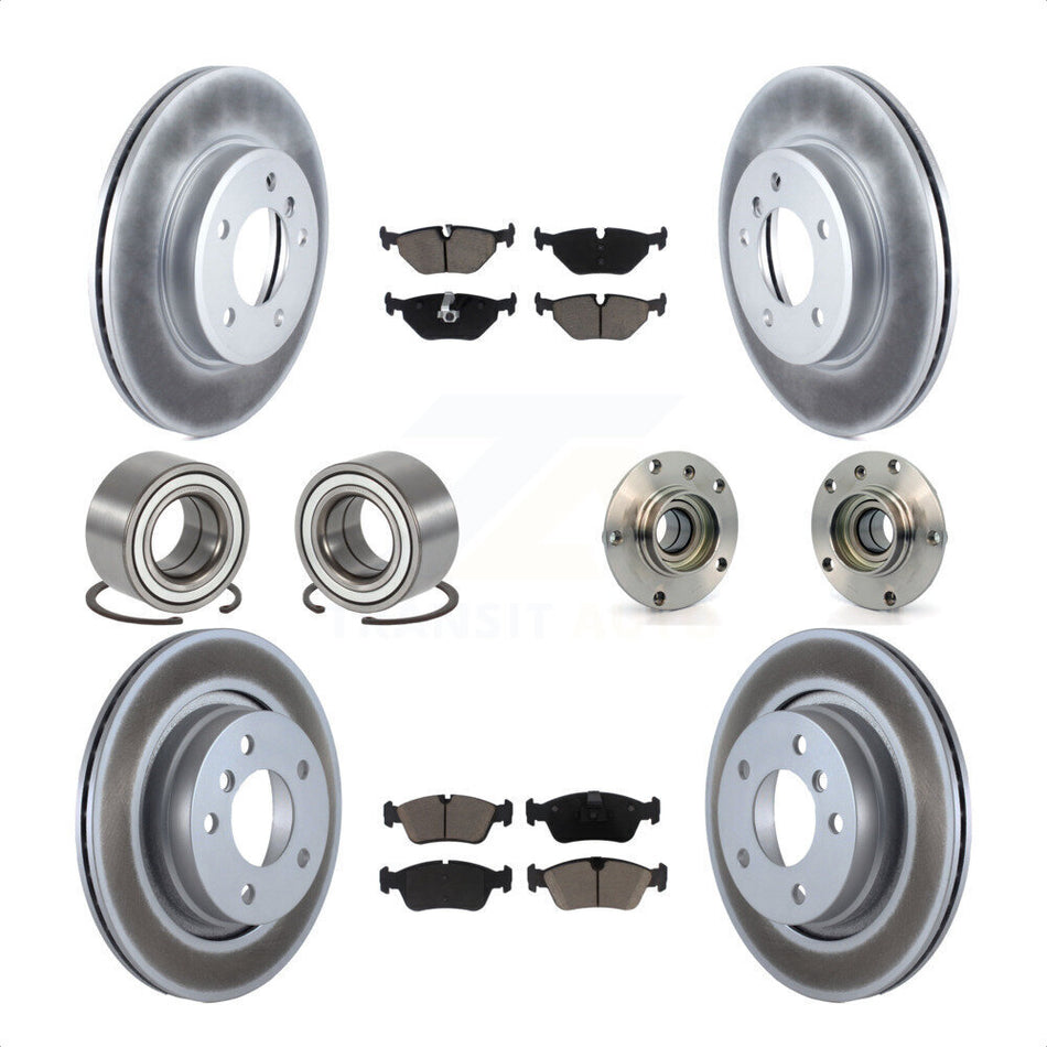 Front Rear Wheel Hub Bearings Assembly Coated Disc Brake Rotors And Ceramic Pads Shoes Kit (10Pc) For 2001-2005 BMW 325i KBB-121626 by Transit Auto