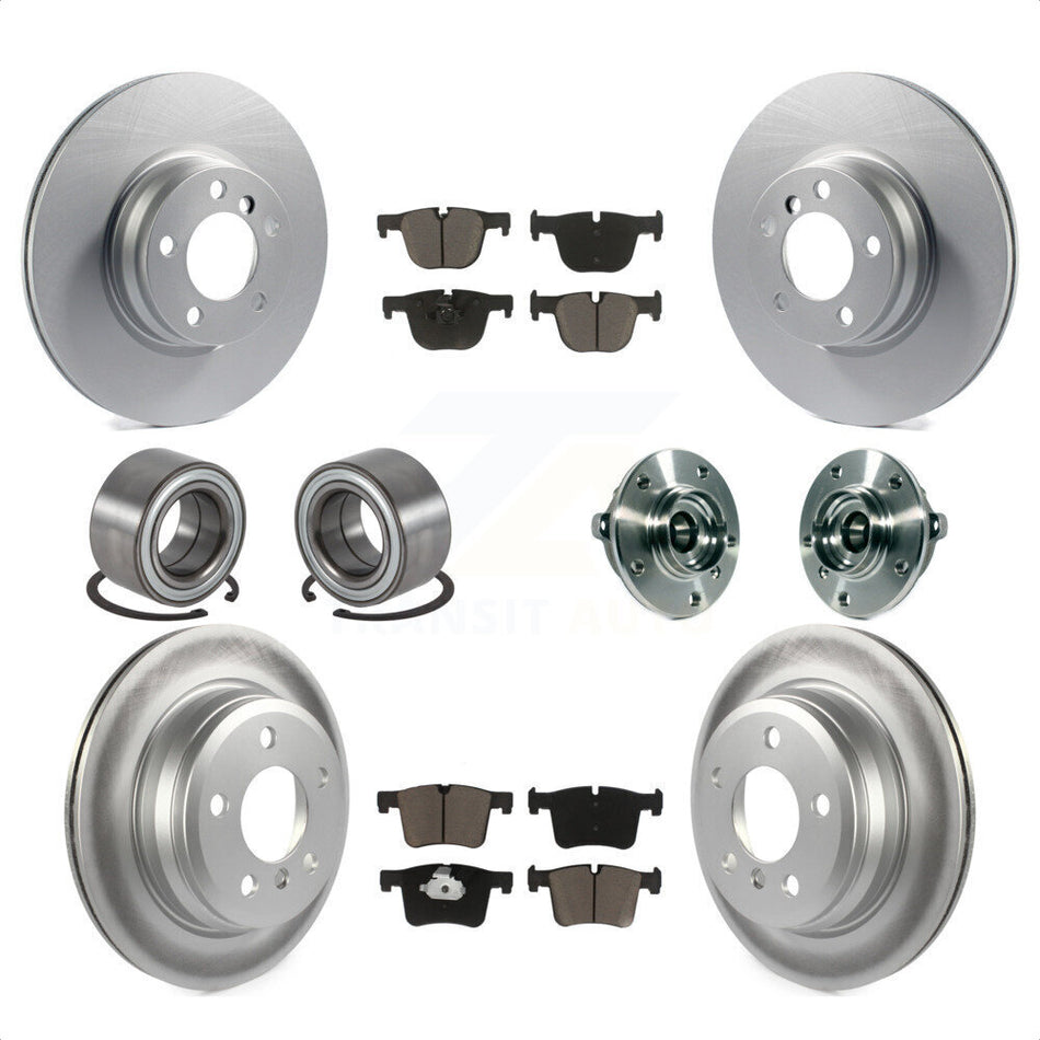 Front Rear Wheel Hub Bearings Assembly Coated Disc Brake Rotors And Ceramic Pads Shoes Kit (10Pc) For 2016 BMW 428i xDrive Without Blue Painted Calipers With M Sport Package KBB-121730 by Transit Auto