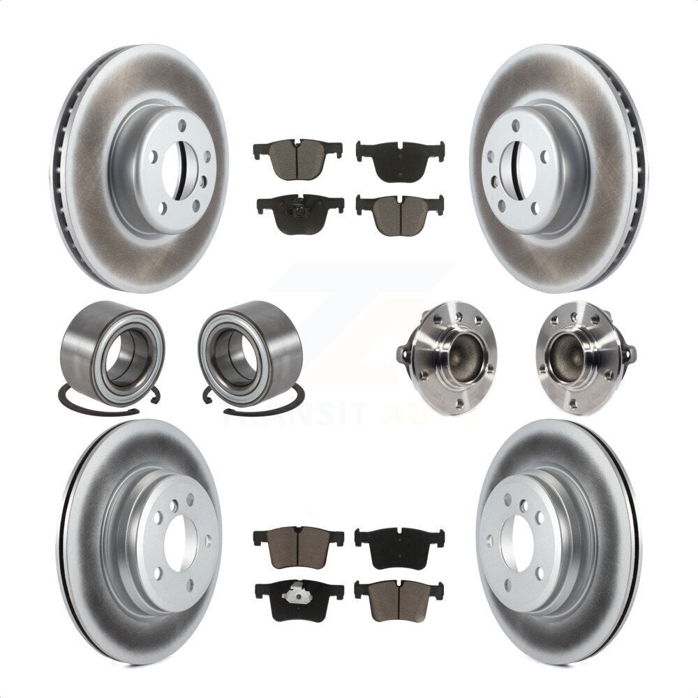 Front Rear Wheel Hub Bearings Assembly Coated Disc Brake Rotors And Ceramic Pads Shoes Kit (10Pc) For BMW 435i 335i Gran Coupe Without Blue Painted Calipers KBB-121732 by Transit Auto