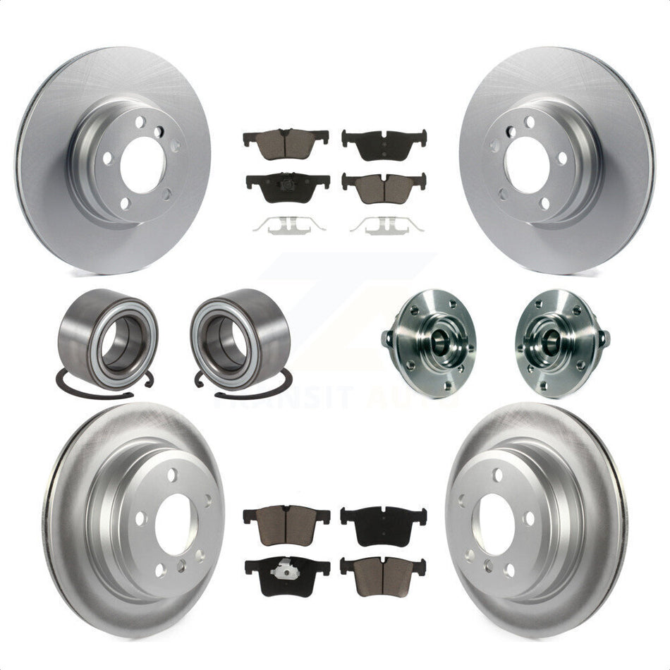 Front Rear Wheel Hub Bearings Assembly Coated Disc Brake Rotors And Ceramic Pads Shoes Kit (10Pc) For 2015 BMW 328i xDrive Without Blue Painted Calipers With M Sport Package KBB-121734 by Transit Auto