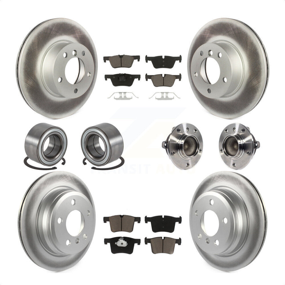 Front Rear Wheel Hub Bearing Assembly Coated Disc Brake Rotors And Ceramic Pads Shoes Kit (10Pc) For BMW 428i Gran Coupe Without Blue Painted Calipers M Sport Package KBB-121735 by Transit Auto