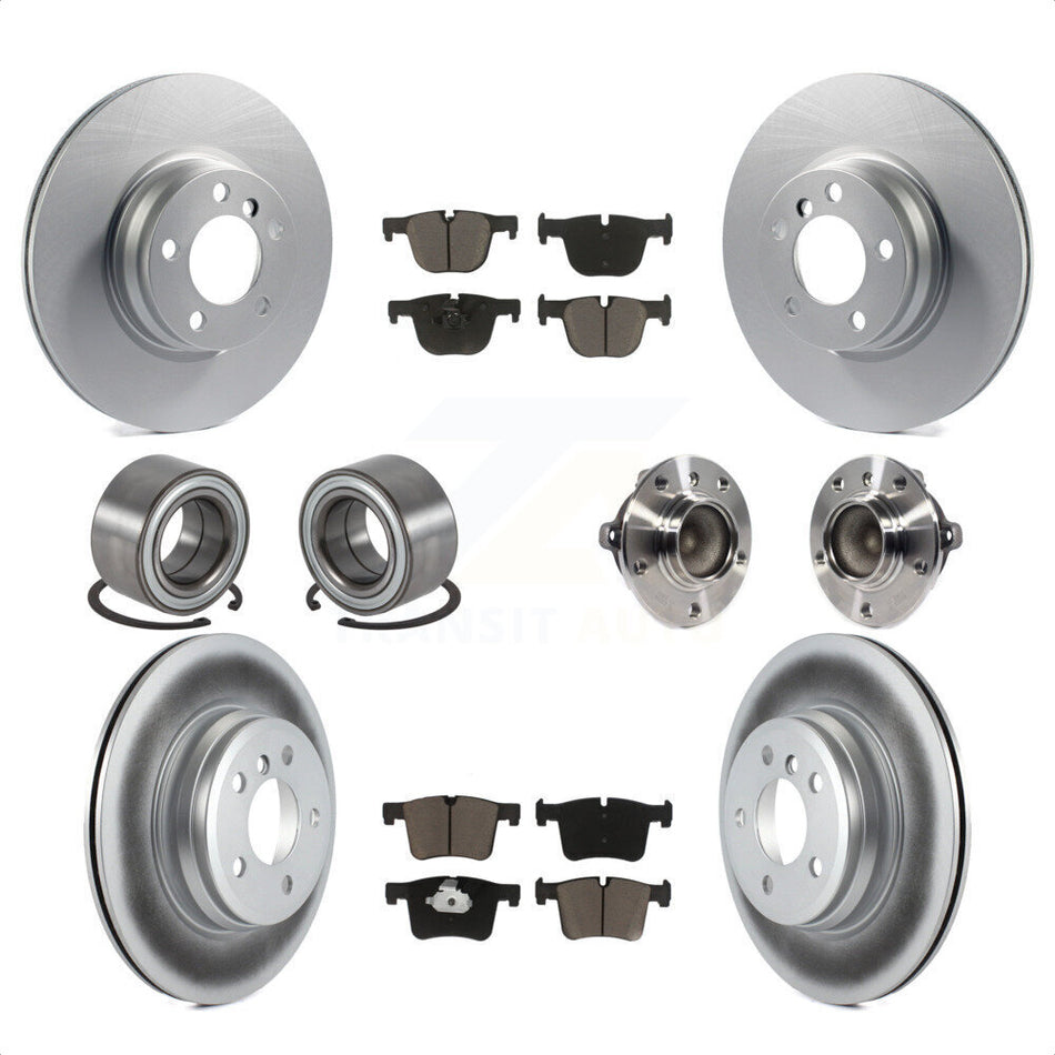 Front Rear Wheel Hub Bearings Assembly Coated Disc Brake Rotors And Ceramic Pads Shoes Kit (10Pc) For BMW 428i Gran Coupe Without Blue Painted Calipers With M Sport Package KBB-121736 by Transit Auto
