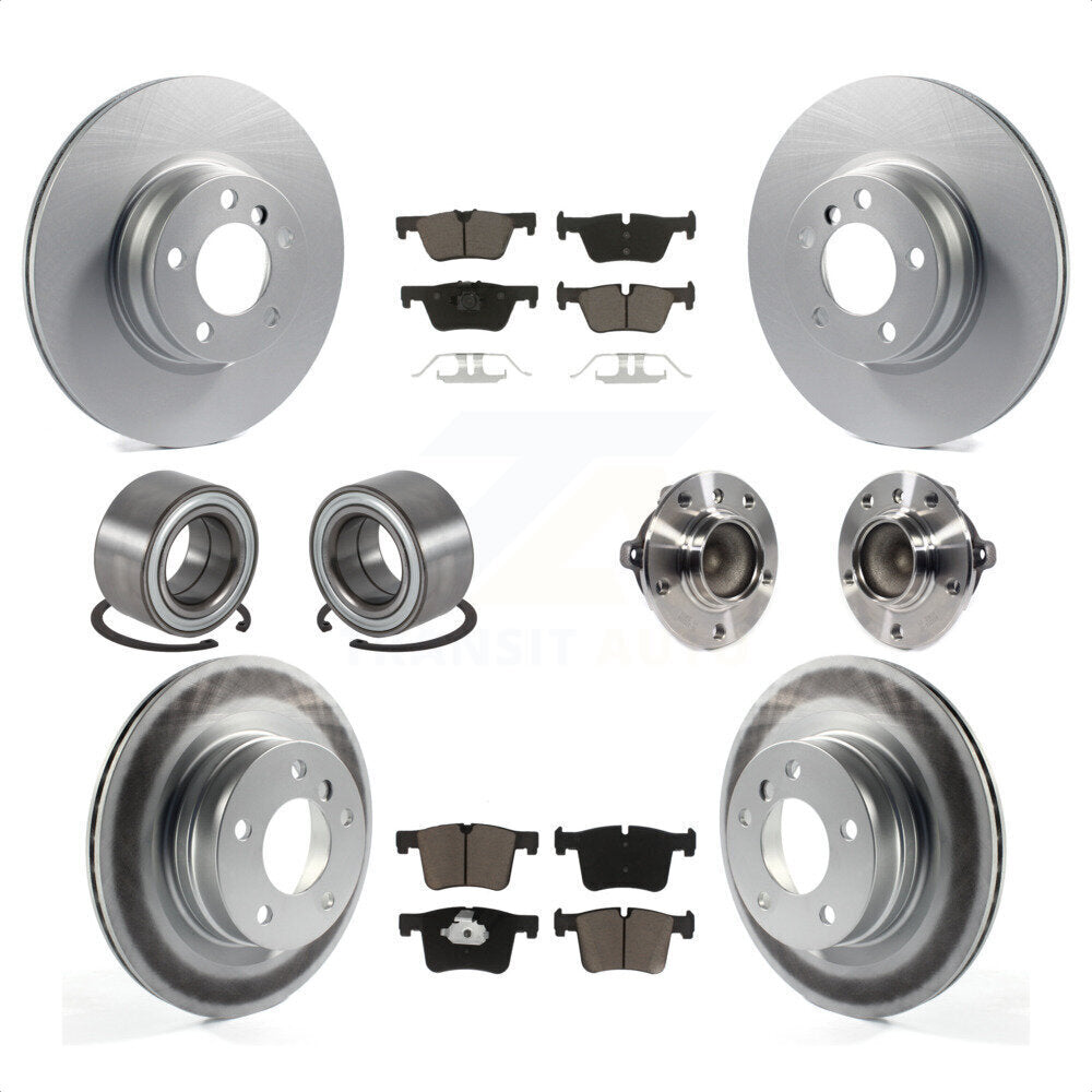 Front Rear Wheel Hub Bearings Assembly Coated Disc Brake Rotors And Ceramic Pads Shoes Kit (10Pc) For BMW 328i 228i KBB-121737 by Transit Auto