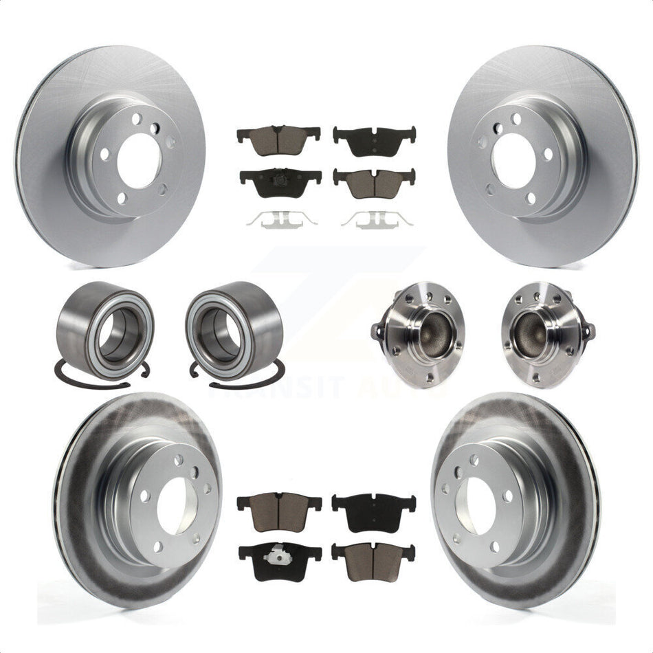Front Rear Wheel Hub Bearings Assembly Coated Disc Brake Rotors And Ceramic Pads Shoes Kit (10Pc) For BMW 328i 228i KBB-121737 by Transit Auto