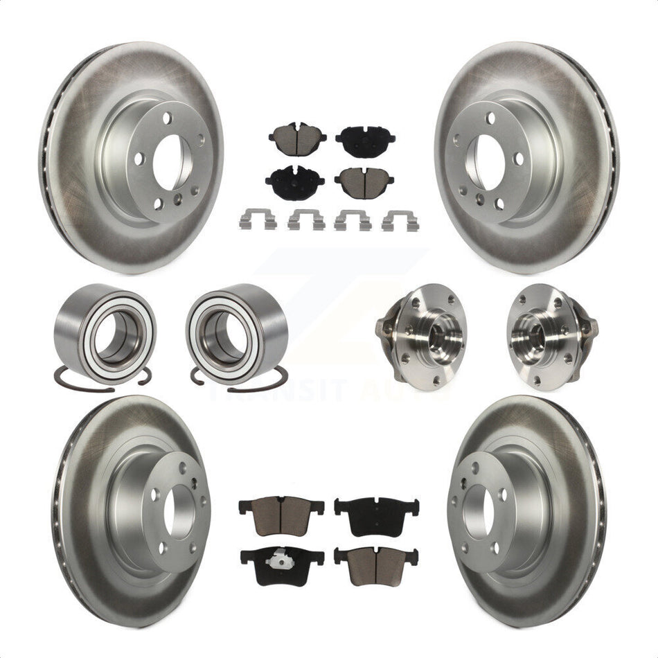 Front Rear Wheel Hub Bearings Assembly Coated Disc Brake Rotors And Ceramic Pads Shoes Kit (10Pc) For BMW X3 KBB-121740 by Transit Auto