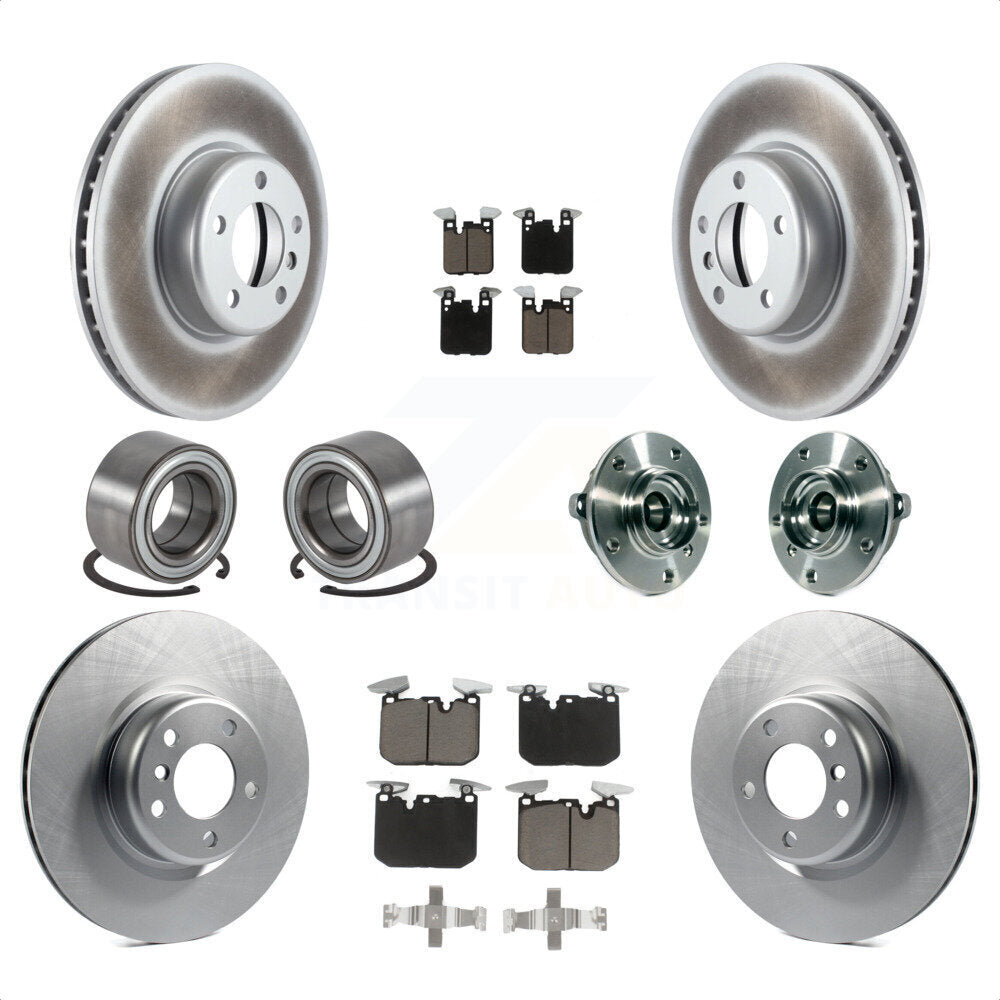 Front Rear Wheel Hub Bearings Assembly Coated Disc Brake Rotors And Ceramic Pads Shoes Kit (10Pc) For 2015-2016 BMW 228i xDrive With Blue Painted Calipers KBB-121742 by Transit Auto