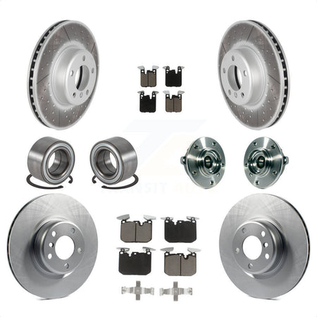 Front Rear Wheel Hub Bearings Assembly Coated Disc Brake Rotors And Ceramic Pads Shoes Kit (10Pc) For 2015-2016 BMW 228i xDrive With Blue Painted Calipers KBB-121744 by Transit Auto