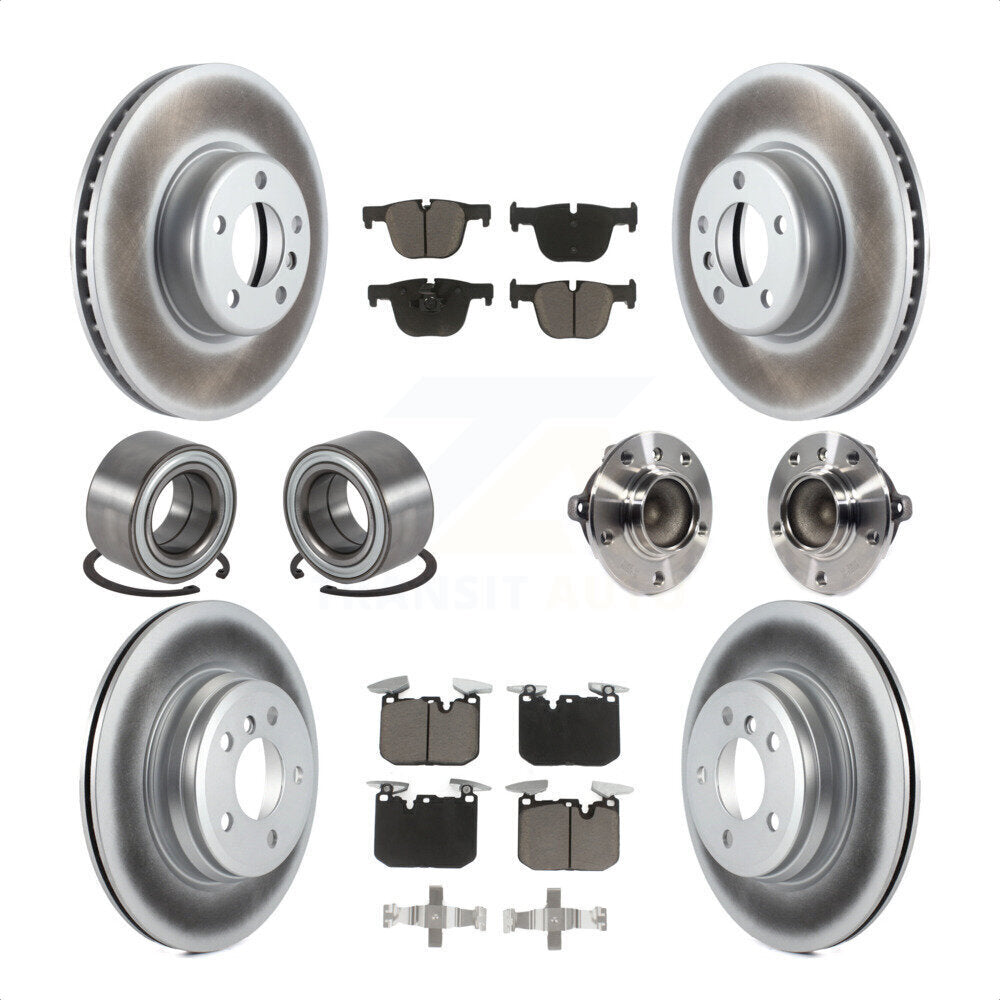 Front Rear Wheel Hub Bearings Assembly Coated Disc Brake Rotors And Ceramic Pads Shoes Kit (10Pc) For BMW 340i 435i Gran Coupe ActiveHybrid 3 KBB-121747 by Transit Auto