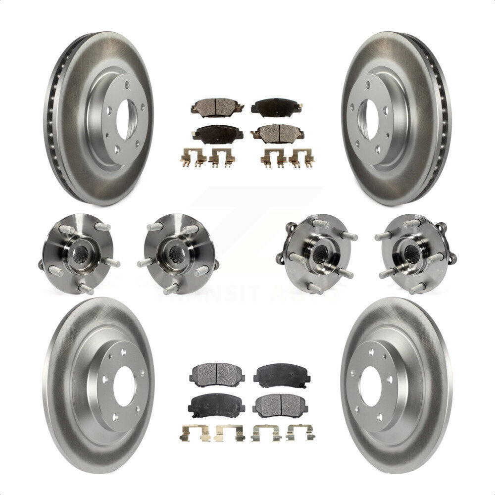 Front Rear Hub Bearings Assembly Coated Disc Brake Rotors And Semi-Metallic Pads Kit (10Pc) For 2015 Mazda CX-5 AWD With Electric Parking KBB-121774 by Transit Auto