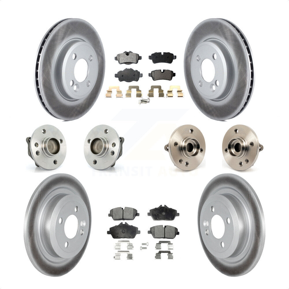 Front Rear Hub Bearings Assembly Coated Disc Brake Rotors And Semi-Metallic Pads Kit (10Pc) For Mini Cooper KBB-121779 by Transit Auto