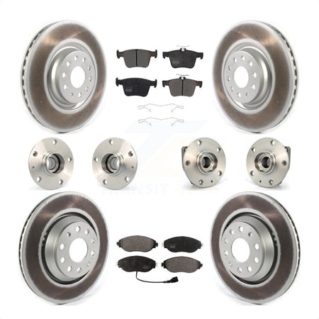 Front Rear Hub Bearings Assembly Coated Disc Brake Rotors And Semi-Metallic Pads Kit (10Pc) For 2017 Volkswagen Golf R Code 1ZE 1ZP KBB-121784 by Transit Auto