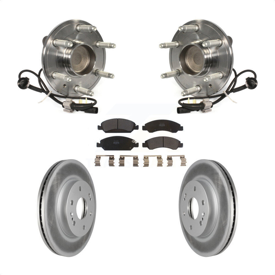 Front Hub Bearing Assembly With Coated Disc Brake Rotors And Semi-Metallic Pads Kit For 2019 Chevrolet Silverado 1500 LD RWD 4 Piston Caliper KBB-121792 by Transit Auto