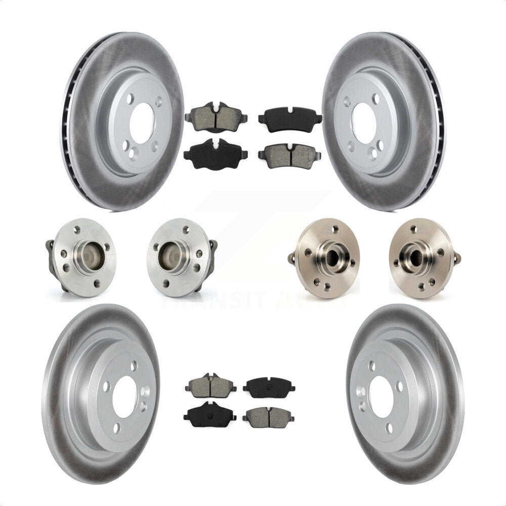 Front Rear Hub Bearings Assembly Coated Disc Brake Rotors And Semi-Metallic Pads Kit (10Pc) For Mini Cooper KBB-121818 by Transit Auto