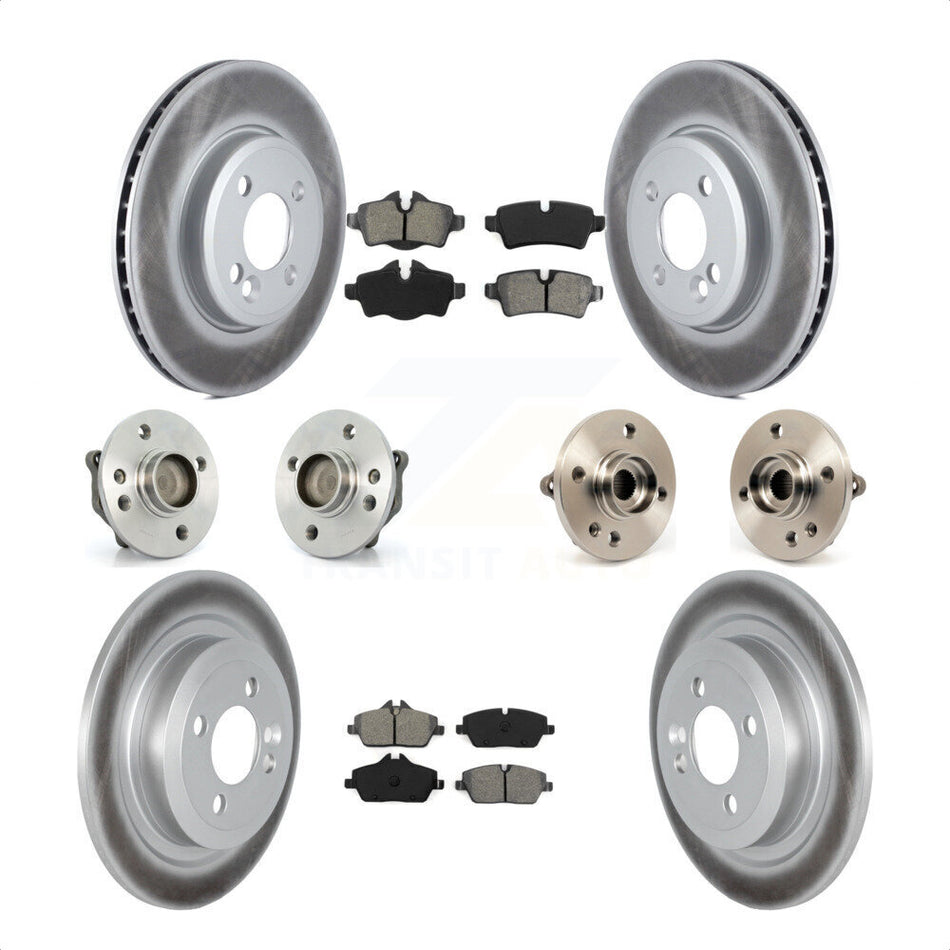 Front Rear Hub Bearings Assembly Coated Disc Brake Rotors And Semi-Metallic Pads Kit (10Pc) For Mini Cooper KBB-121818 by Transit Auto