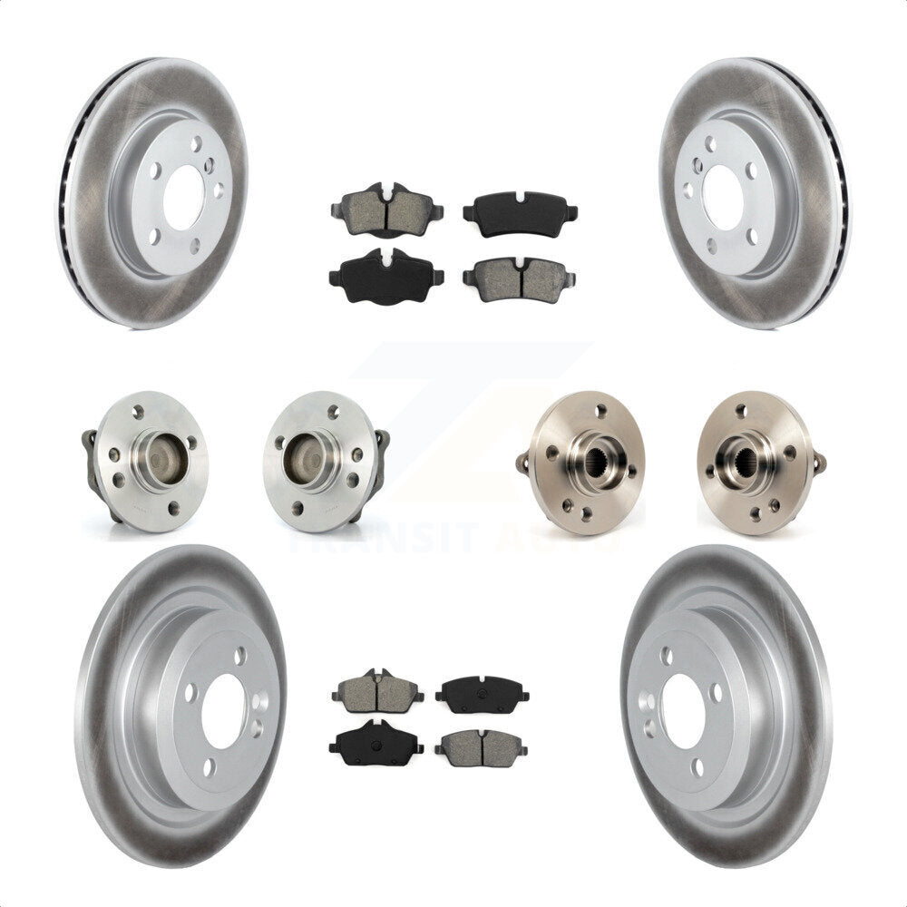 Front Rear Hub Bearings Assembly Coated Disc Brake Rotors And Semi-Metallic Pads Kit (10Pc) For Mini Cooper With 5 Lug Wheels 280mm Diameter Rotor KBB-121819 by Transit Auto