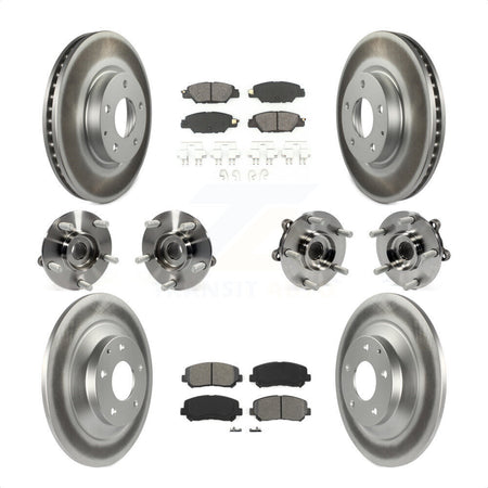 Front Rear Hub Bearings Assembly Coated Disc Brake Rotors And Semi-Metallic Pads Kit (10Pc) For 2015 Mazda CX-5 AWD With Electric Parking KBB-121829 by Transit Auto