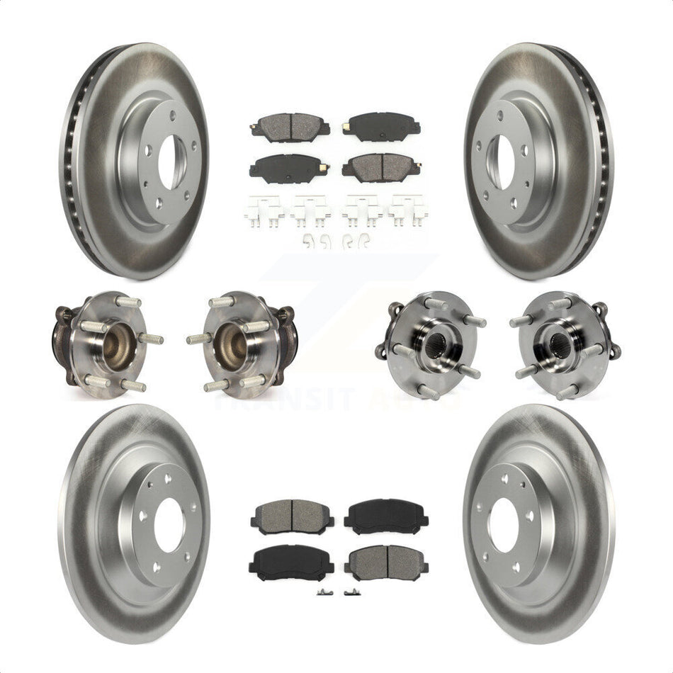 Front Rear Hub Bearings Assembly Coated Disc Brake Rotors And Semi-Metallic Pads Kit (10Pc) For 2015 Mazda CX-5 FWD With Electric Parking KBB-121830 by Transit Auto