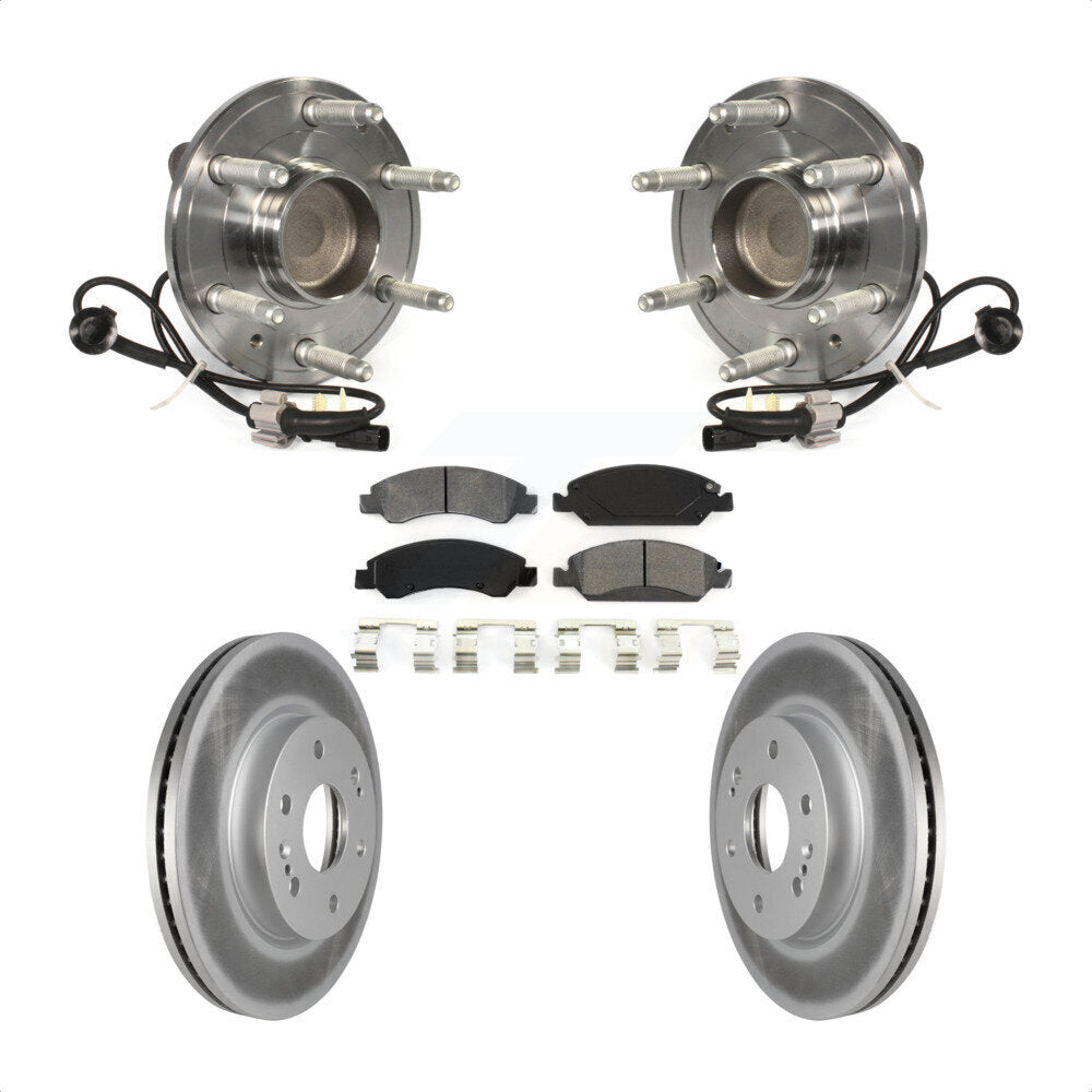 Front Hub Bearing Assembly With Coated Disc Brake Rotors And Semi-Metallic Pads Kit For 2019 Chevrolet Silverado 1500 LD RWD 4 Piston Caliper KBB-121840 by Transit Auto