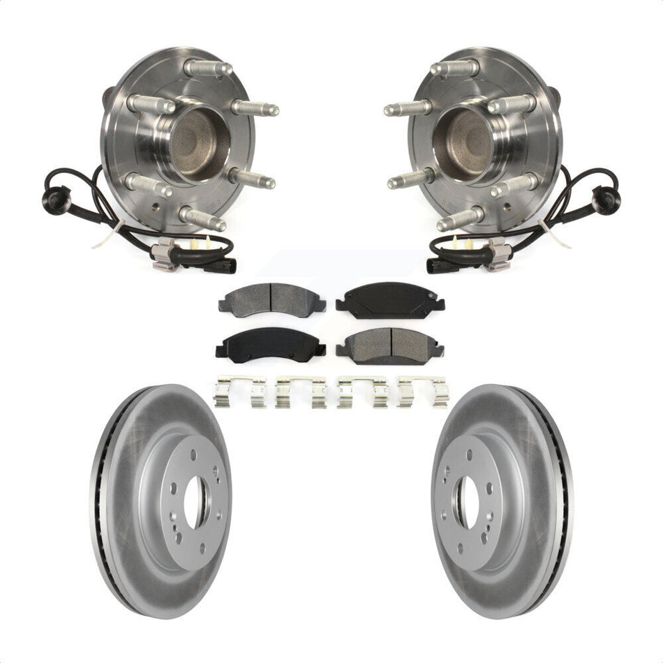 Front Hub Bearing Assembly With Coated Disc Brake Rotors And Semi-Metallic Pads Kit For 2019 Chevrolet Silverado 1500 LD RWD 4 Piston Caliper KBB-121840 by Transit Auto