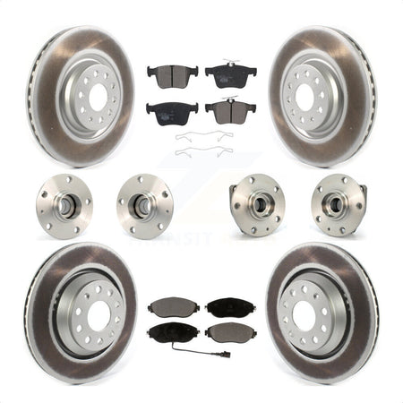 Front Rear Hub Bearings Assembly Coated Disc Brake Rotors And Ceramic Pads Kit (10Pc) For 2017 Volkswagen Golf R Code 1ZE 1ZP KBB-121853 by Transit Auto