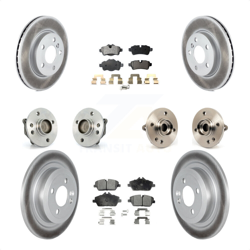 Front Rear Hub Bearings Assembly Coated Disc Brake Rotors And Ceramic Pads Kit (10Pc) For Mini Cooper With 5 Lug Wheels 280mm Diameter Rotor KBB-121857 by Transit Auto