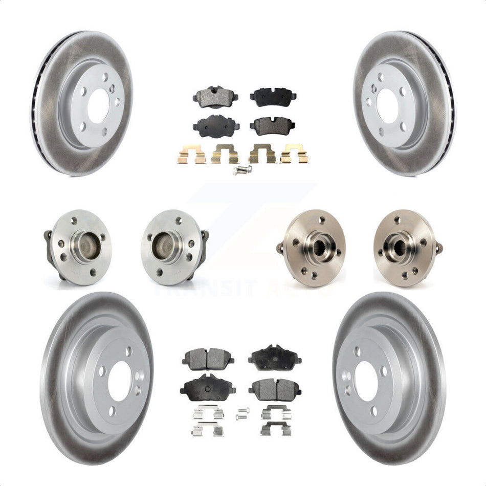 Front Rear Hub Bearings Assembly Coated Disc Brake Rotors And Ceramic Pads Kit (10Pc) For Mini Cooper With 5 Lug Wheels 280mm Diameter Rotor KBB-121857 by Transit Auto