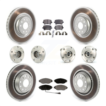 Front Rear Hub Bearings Assembly Coated Disc Brake Rotors And Ceramic Pads Kit (10Pc) For 2016 Volkswagen CC AWD KBB-121861 by Transit Auto