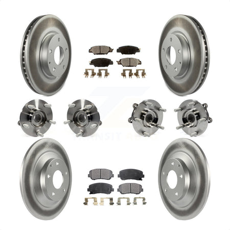 Front Rear Hub Bearings Assembly Coated Disc Brake Rotors And Ceramic Pads Kit (10Pc) For 2015 Mazda CX-5 AWD With Electric Parking KBB-121870 by Transit Auto