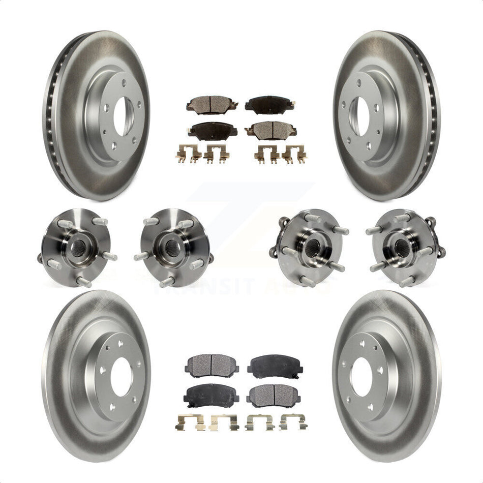 Front Rear Hub Bearings Assembly Coated Disc Brake Rotors And Ceramic Pads Kit (10Pc) For 2015 Mazda CX-5 AWD With Electric Parking KBB-121870 by Transit Auto