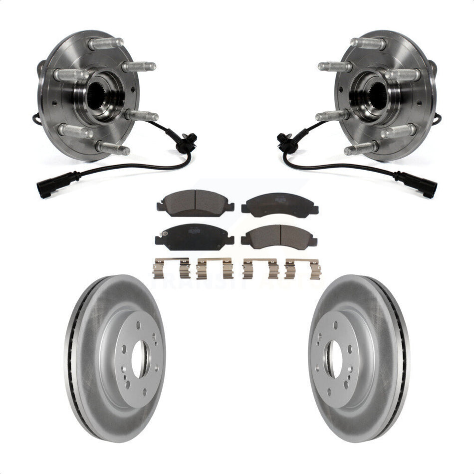 Front Hub Bearing Assembly With Coated Disc Brake Rotors And Ceramic Pads Kit For 2019 Chevrolet Silverado 1500 LD 4WD 4 Piston Caliper KBB-121877 by Transit Auto
