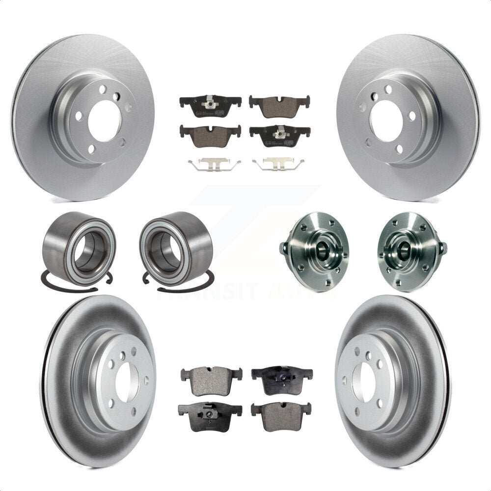 Front Rear Wheel Hub Bearings Assembly Coated Disc Brake Rotors And Ceramic Pads Shoes Kit (10Pc) For 2015 BMW 328i xDrive Without Blue Painted Calipers With M Sport Package KBB-121891 by Transit Auto