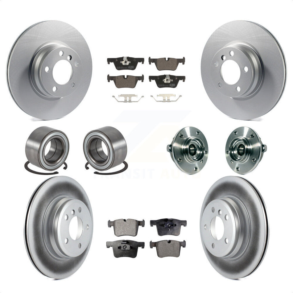 Front Rear Wheel Hub Bearings Assembly Coated Disc Brake Rotors And Ceramic Pads Shoes Kit (10Pc) For 2015 BMW 328i xDrive Without Blue Painted Calipers With M Sport Package KBB-121891 by Transit Auto