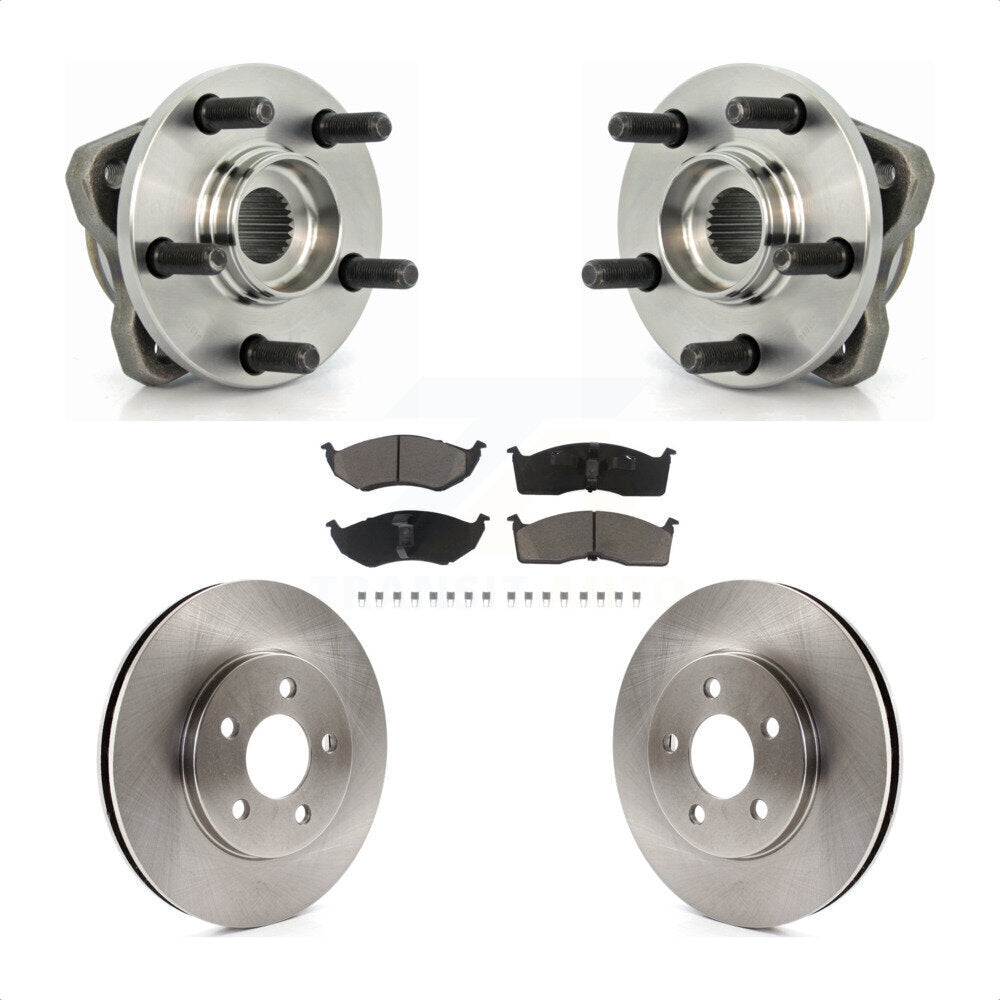 Front Hub Bearing Assembly With Disc Brake Rotors And Ceramic Pads Kit For Dodge Grand Caravan Chrysler Town & Country Plymouth Voyager 14" Factory Wheels KBB-121997 by Transit Auto