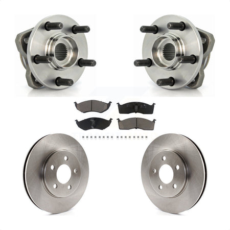 Front Hub Bearing Assembly With Disc Brake Rotors And Ceramic Pads Kit For Dodge Grand Caravan Chrysler Town & Country Plymouth Voyager 14" Factory Wheels KBB-121997 by Transit Auto