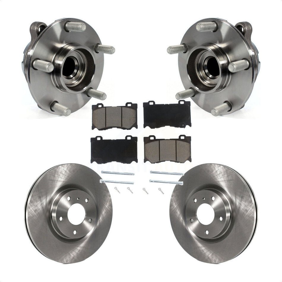 Front Hub Bearing Assembly With Disc Brake Rotors And Ceramic Pads Kit For 2017-2018 INFINITI Q70 Hybrid with RWD Sport Package KBB-122062 by Transit Auto