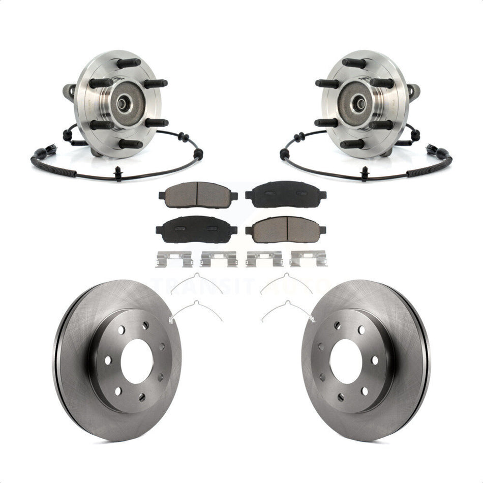Front Hub Bearing Assembly With Disc Brake Rotors And Ceramic Pads Kit For 2006-2008 Lincoln Mark LT 4WD 7 Lug Wheels KBB-122144 by Transit Auto