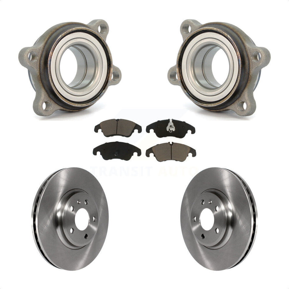 Front Hub Bearing Assembly With Disc Brake Rotors And Ceramic Pads Kit For 2009 Audi A4 Sedan 85mm Pilot Diameter KBB-122185 by Transit Auto
