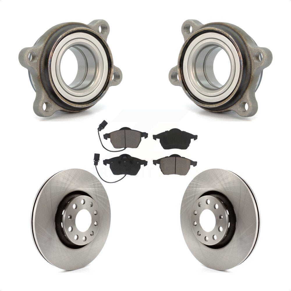 Front Hub Bearing Assembly With Disc Brake Rotors And Ceramic Pads Kit For Audi A4 Quattro A6 S4 S6 KBB-122362 by Transit Auto