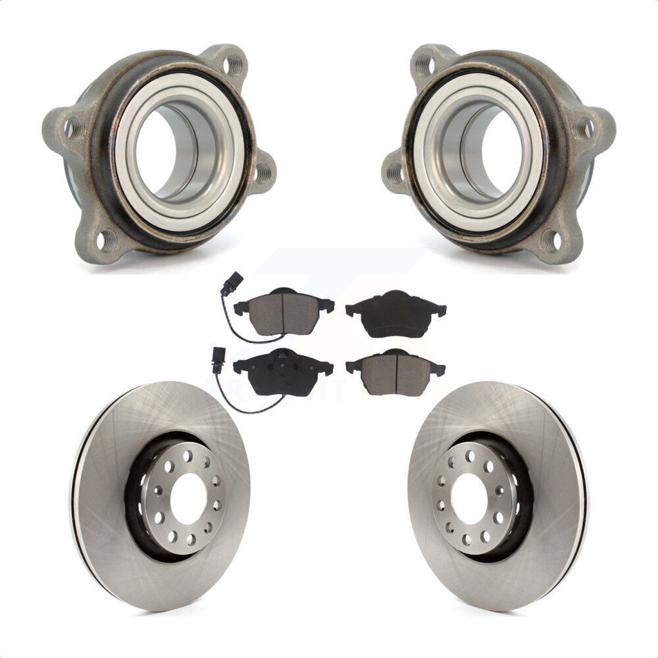 Front Hub Bearing Assembly With Disc Brake Rotors And Ceramic Pads Kit For Audi A4 Quattro A6 S4 S6 KBB-122362 by Transit Auto