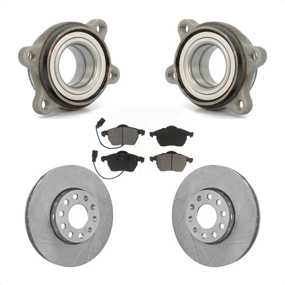 Front Hub Bearing Assembly With Disc Brake Rotors And Ceramic Pads Kit For Audi A4 Quattro A6 288mm Diameter Rotor KBB-122363 by Transit Auto